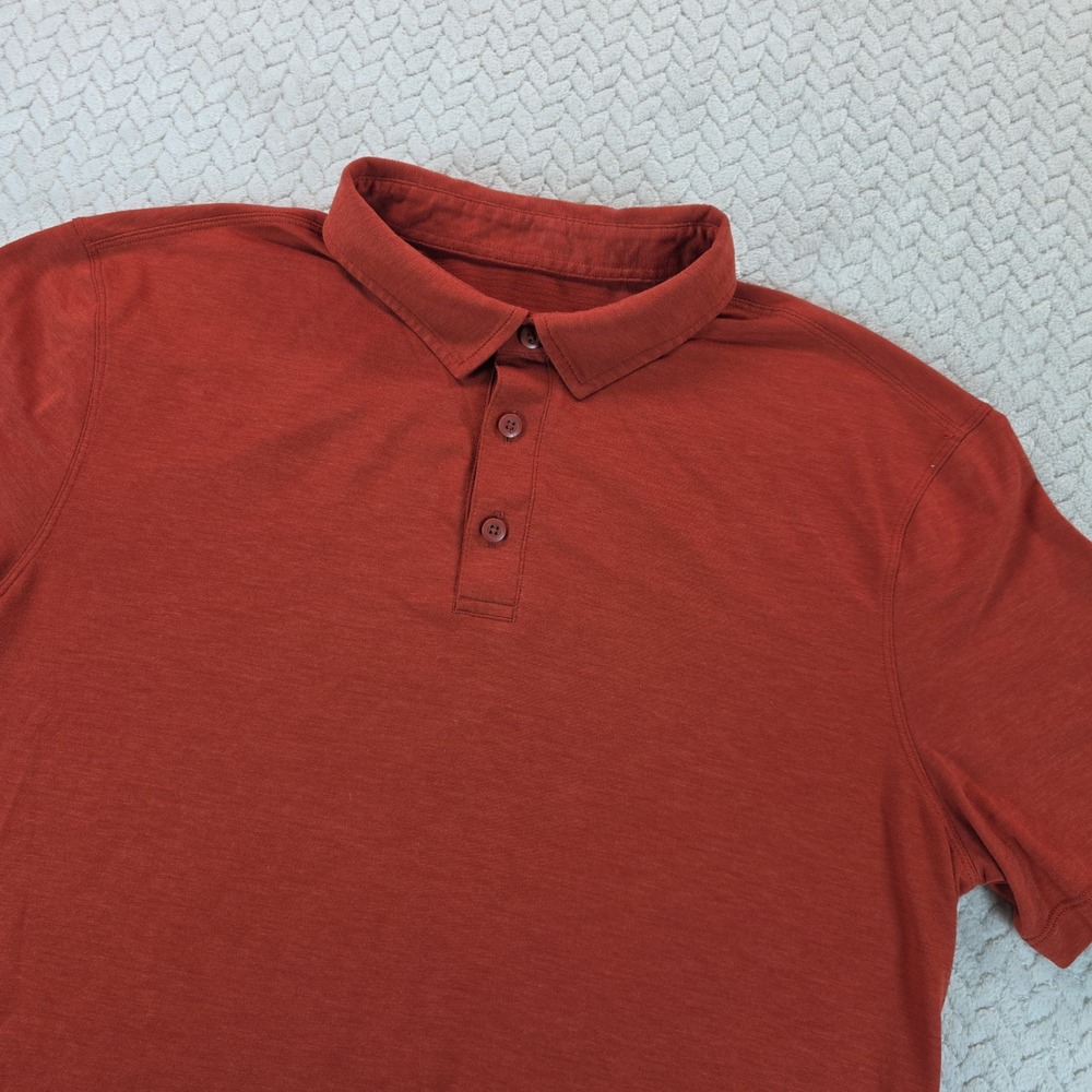 Lululemon Mens Evolution Short Sleeve Polo Shirt Burnt Orange Rust Large L